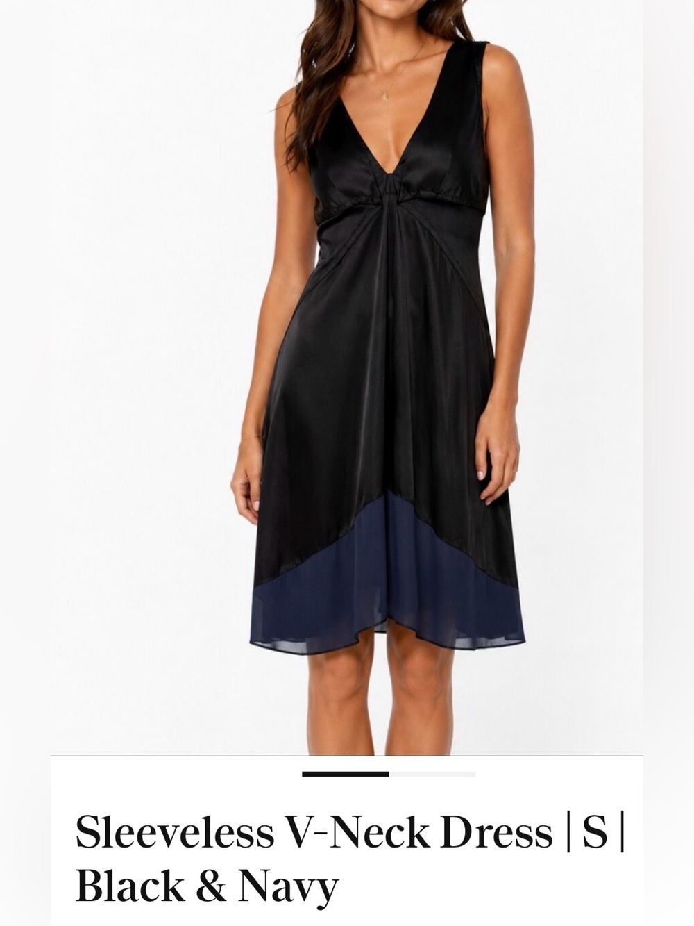 Sleeveless V-Neck Midi Dress in Black and Navy